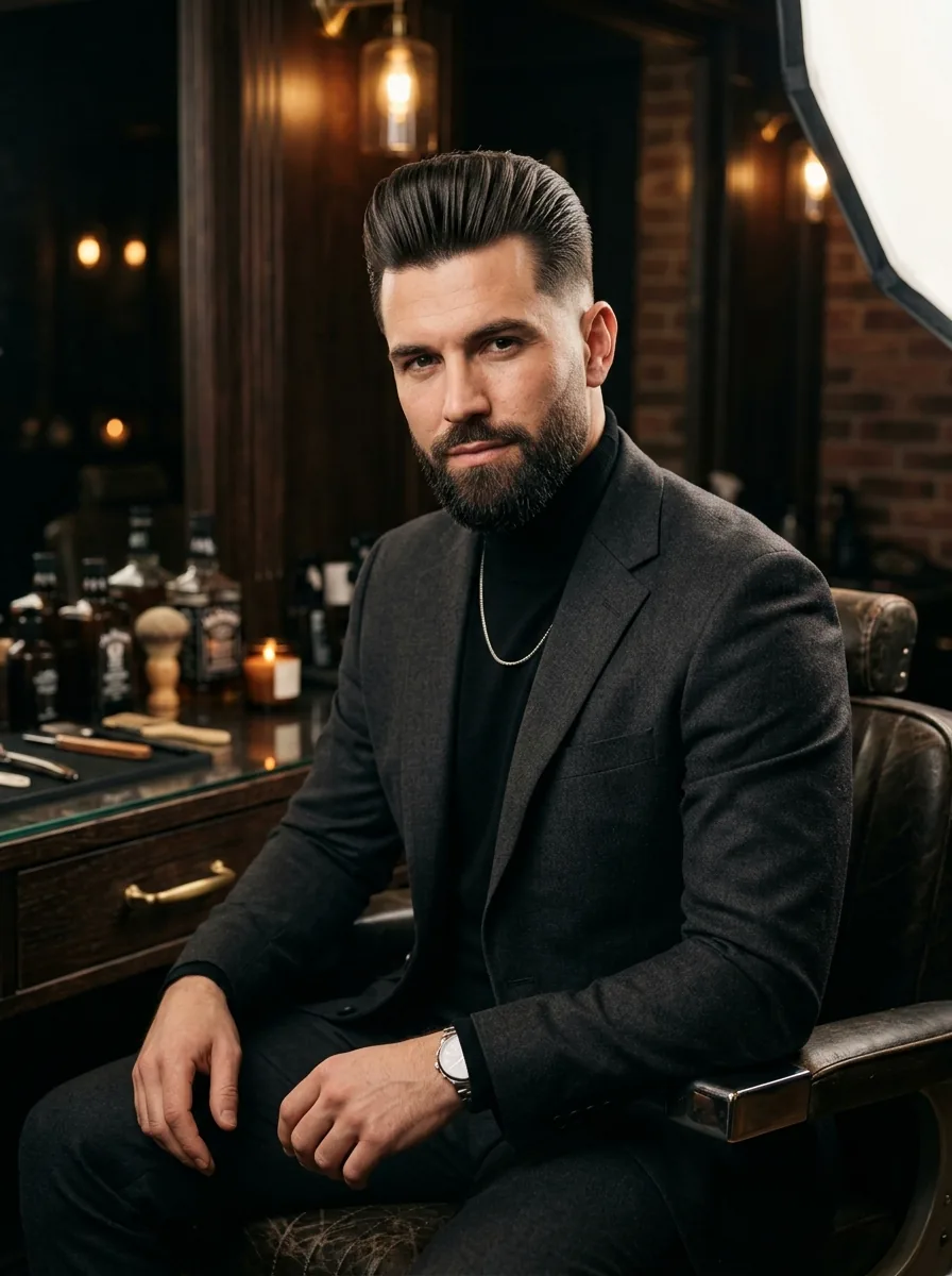 Executive Pompadour & Beard Fade
